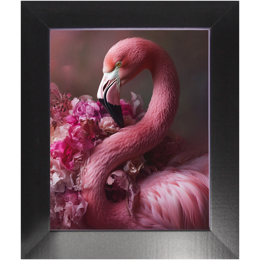 Floral Flamingo Portrait Framed Prints