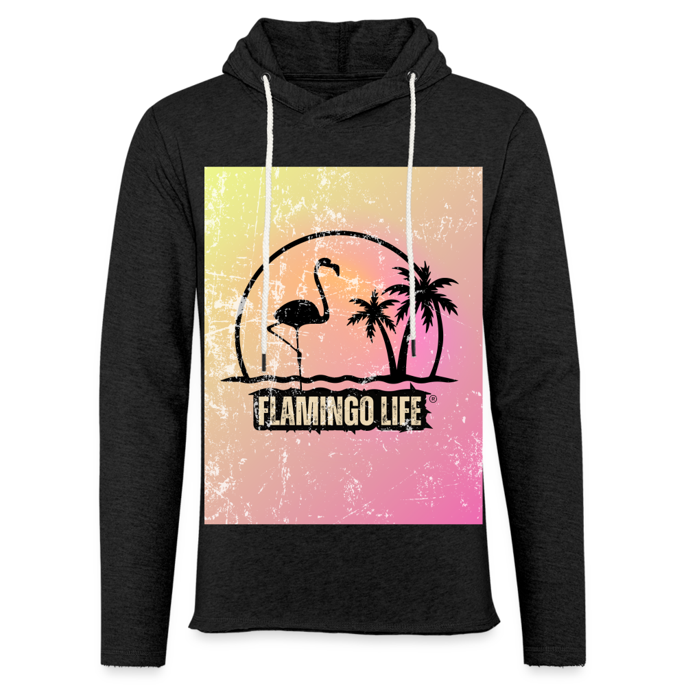 Flamingo Life® Sunny Day Unisex Lightweight Terry Hoodie - charcoal grey