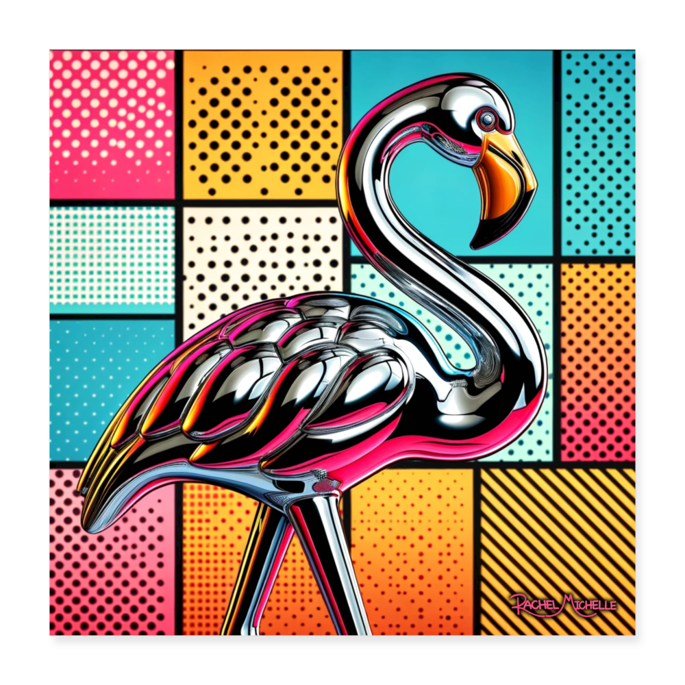 Pop Goes The Flamingo Print - 16x16 - white