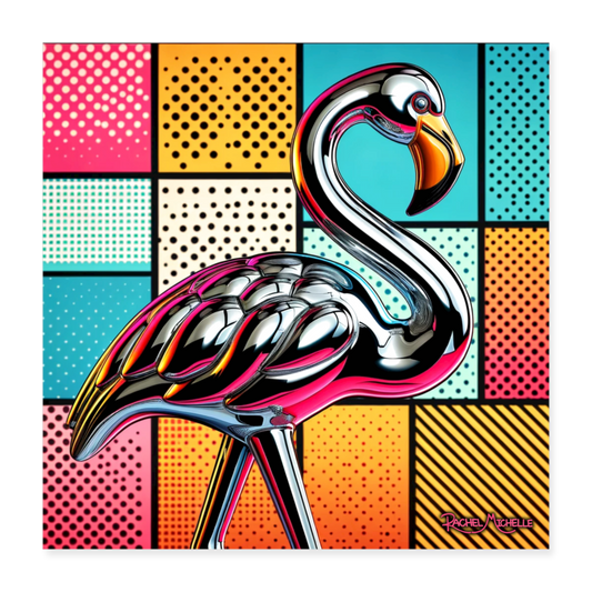 Pop Goes The Flamingo Print - 16x16 - white