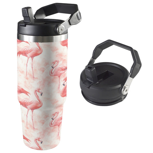 Pink Flamingos 30oz Insulated Tumbler with Top Handle