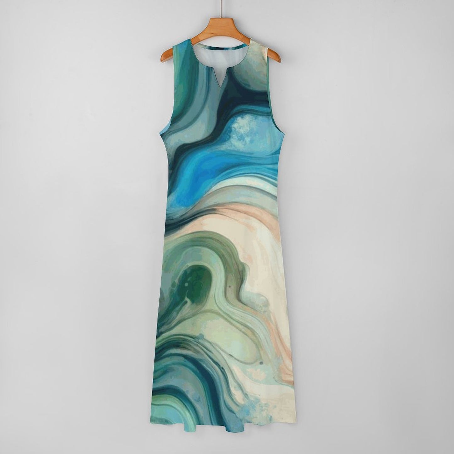 Rachel Michelle Ocean Abstract Sleeveless Long Dress