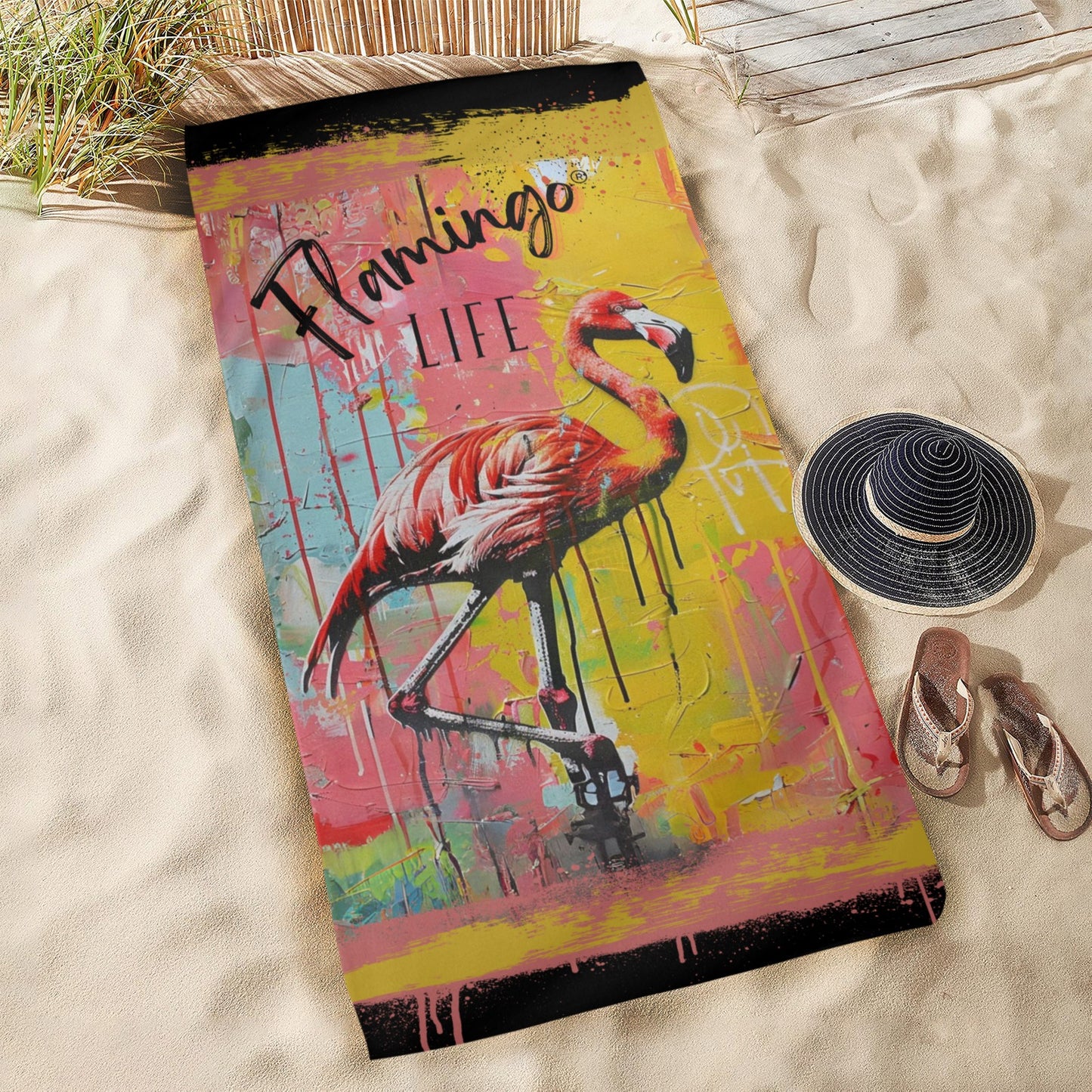 Flamingo Life® Graffiti Beach Towel