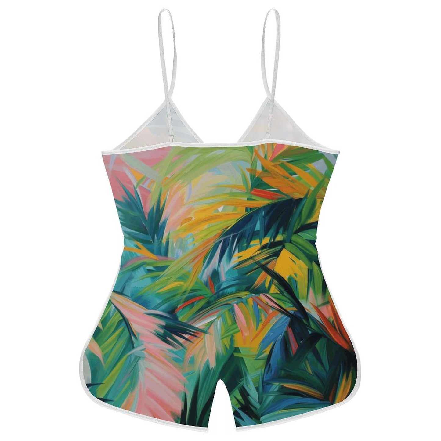 Rachel Michelle Abstract Palms Camisole Romper