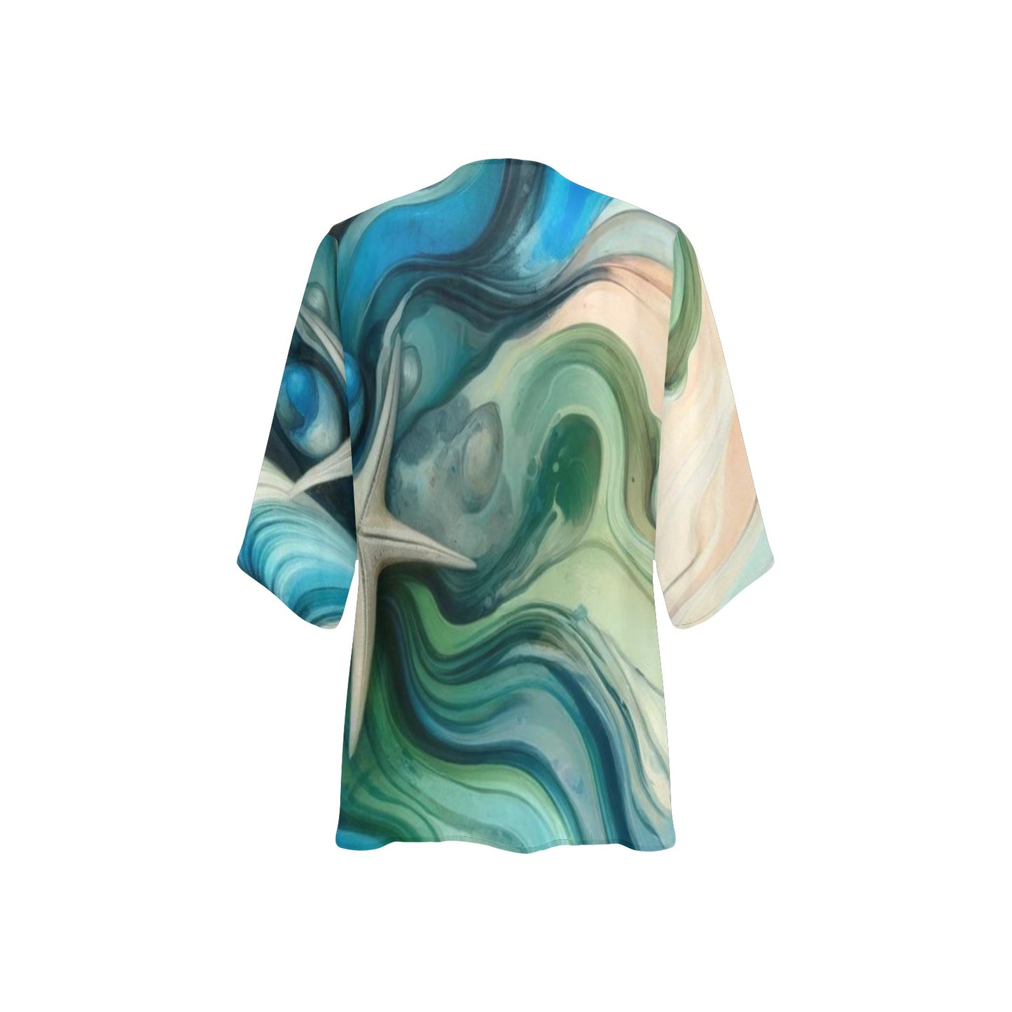 Rachel Michelle Women's Ocean Abstract Chiffon Kimono Cover Up