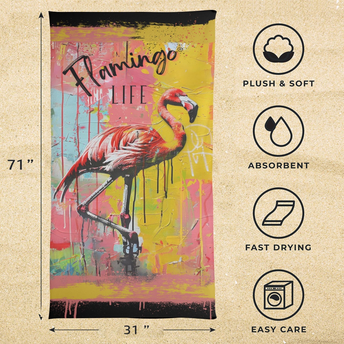 Flamingo Life® Graffiti Beach Towel