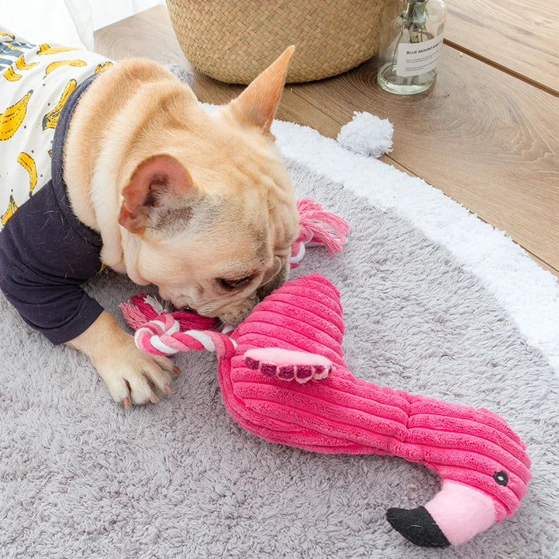 Plush Flamingo Dog Toy