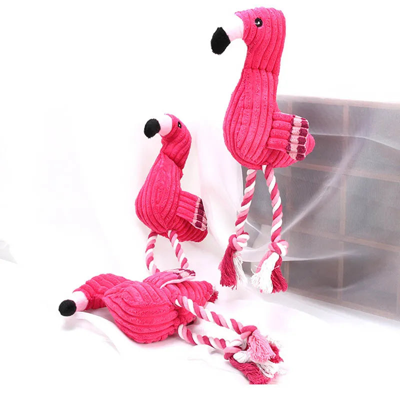 Plush Flamingo Dog Toy