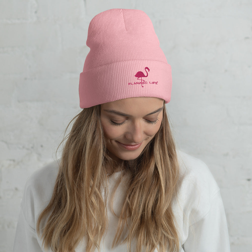 Flamingo Life Cuffed Beanie