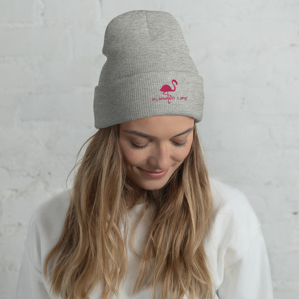 Flamingo Life Cuffed Beanie