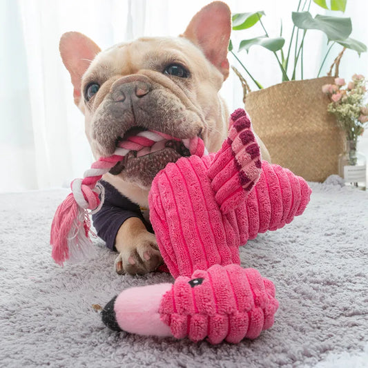 Plush Flamingo Dog Toy