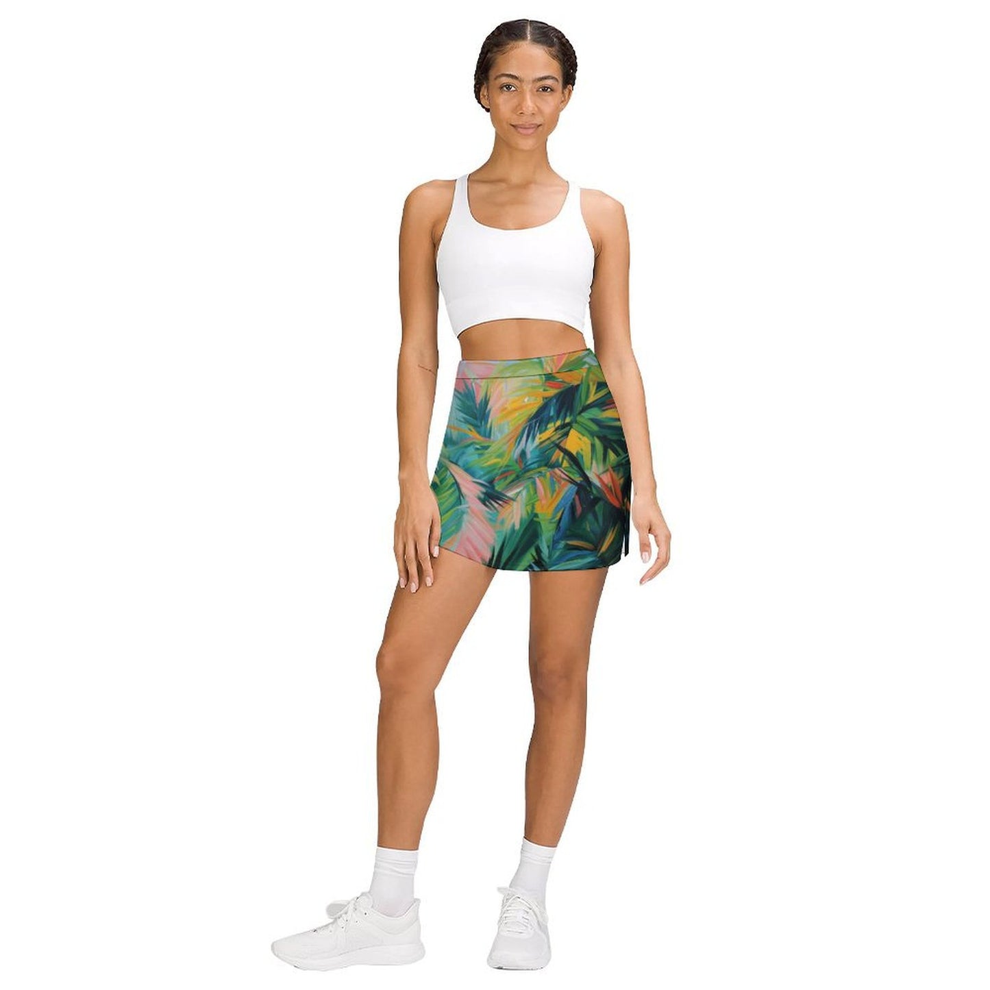 Rachel Michelle Abstract Palms Athletic Skirt with Shorts and Pocket