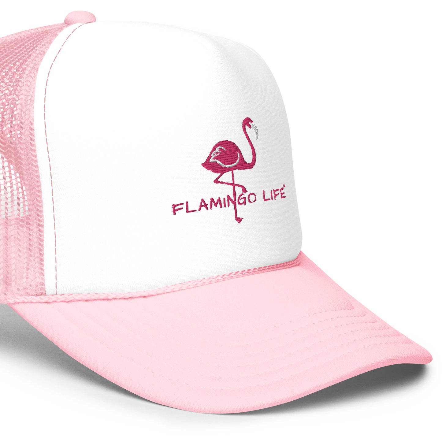 Flamingo Life® Puff Embroidered Foam Trucker Hat