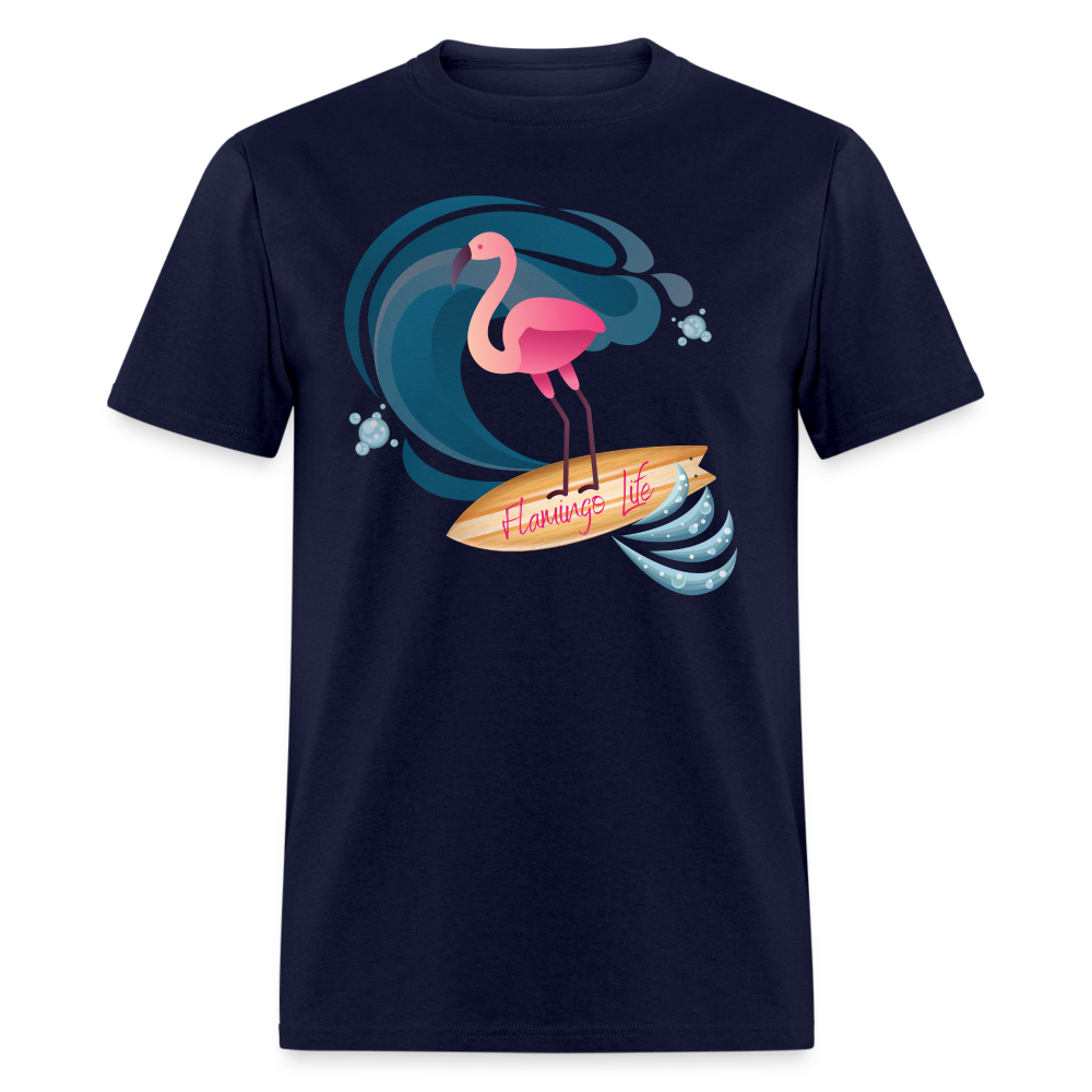 Surf's Up Flamingo Life Unisex Short-Sleeve - navy