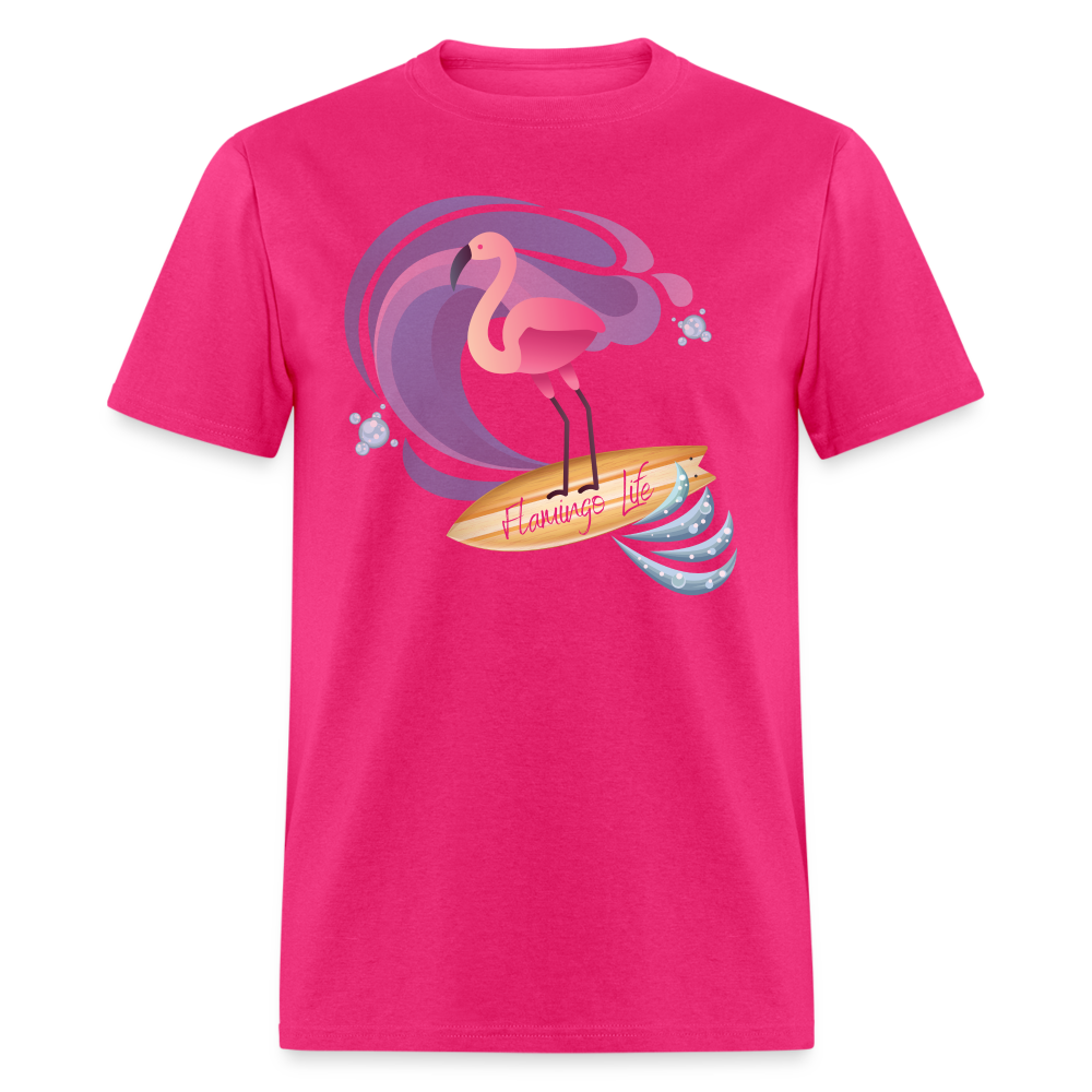 Surf's Up Flamingo Life Unisex Short-Sleeve - fuchsia