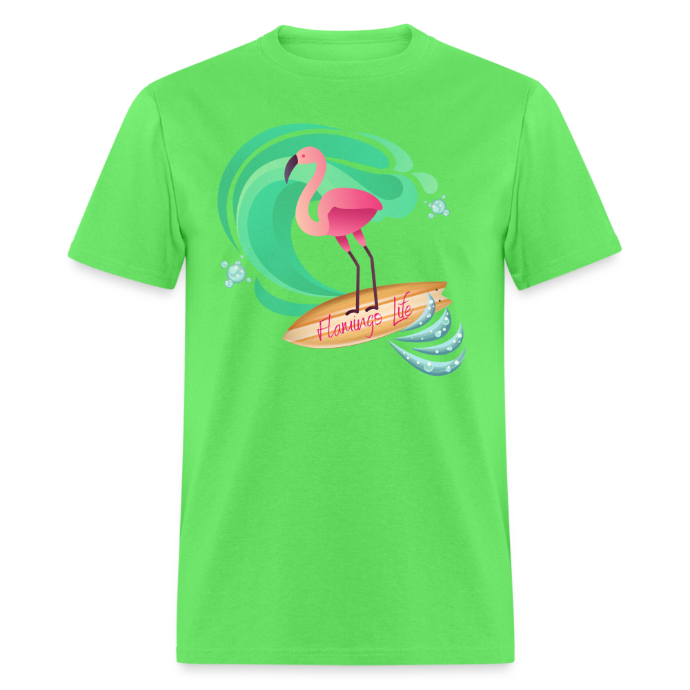 Surf's Up Flamingo Life Unisex Short-Sleeve - kiwi