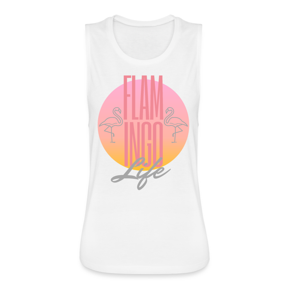 Flamingo Life® Women's Flowy Muscle Tank - white