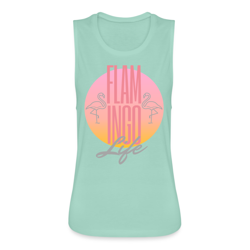 Flamingo Life® Women's Flowy Muscle Tank - dusty blue