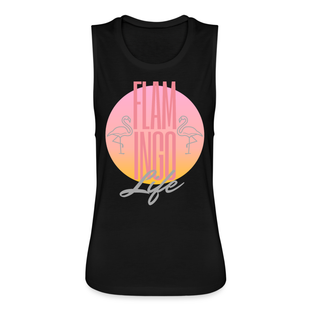 Flamingo Life® Women's Flowy Muscle Tank - black