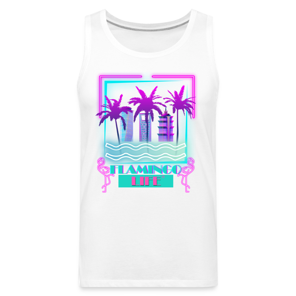 Flamingo Life® Neon Men’s Premium Tank - white