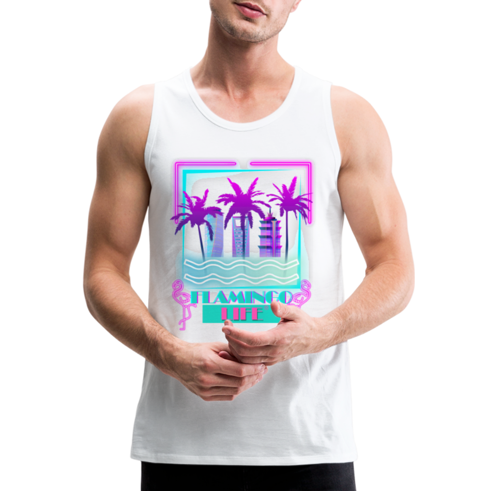 Flamingo Life® Neon Men’s Premium Tank - white