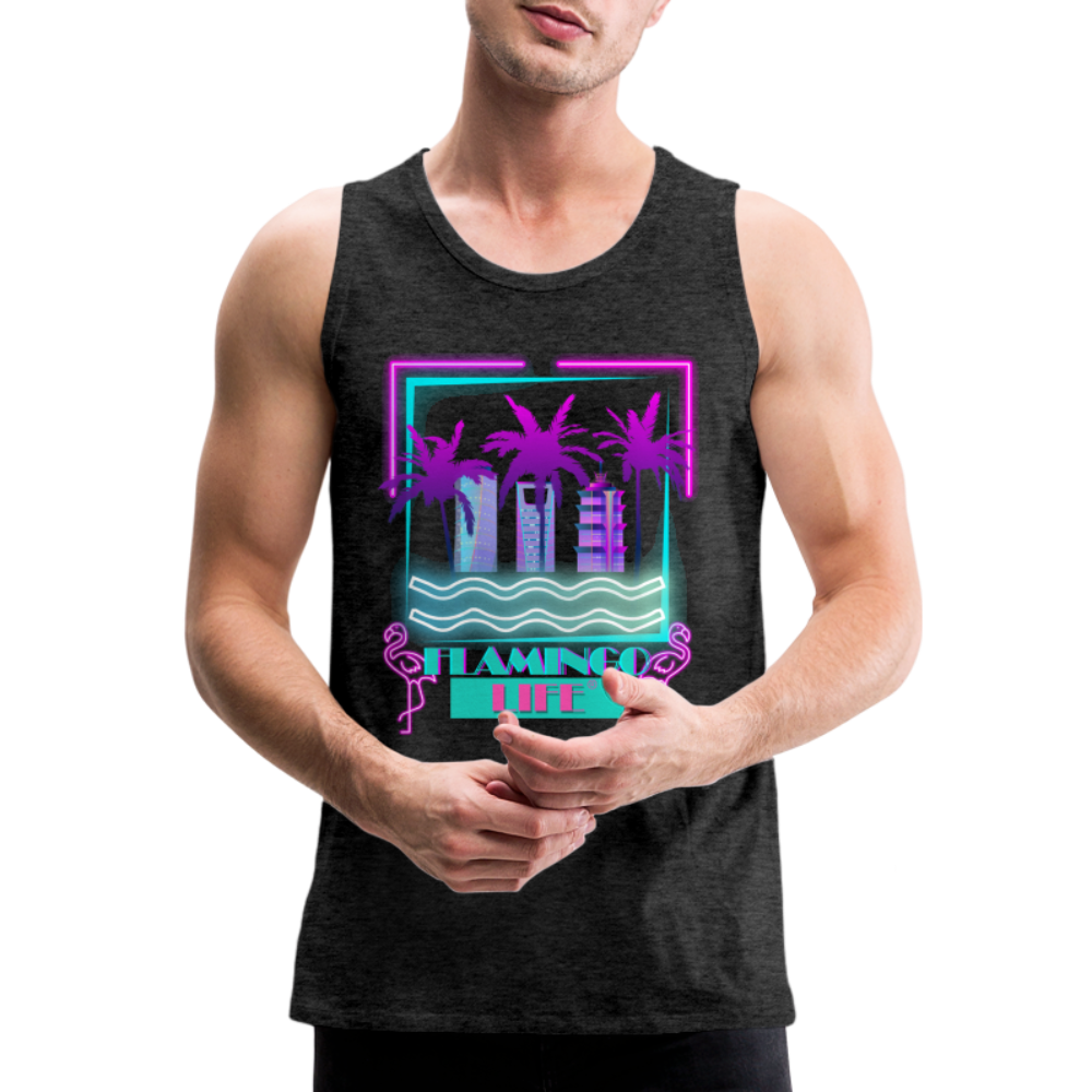 Flamingo Life® Neon Men’s Premium Tank - charcoal grey