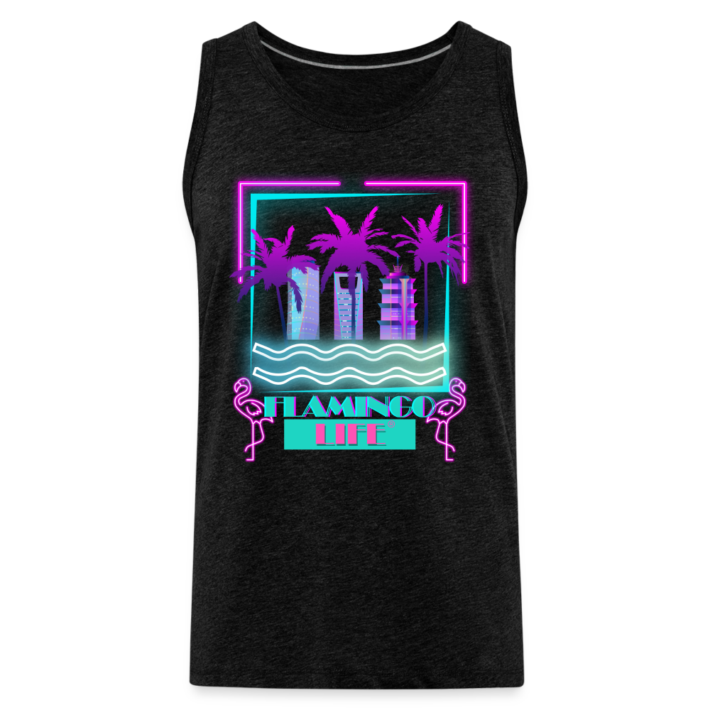 Flamingo Life® Neon Men’s Premium Tank - charcoal grey