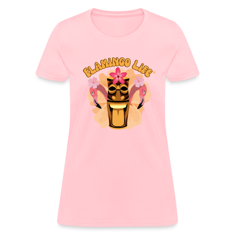 Flamingo Life® Tiki Head Women's T-Shirt - pink