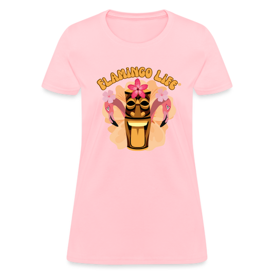 Flamingo Life® Tiki Head Women's T-Shirt - pink