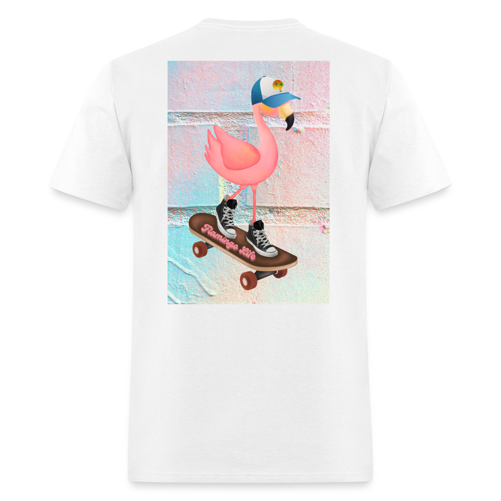 Skater Boy Flamingo Unisex T-Shirt - Sizes up to 6XL - white