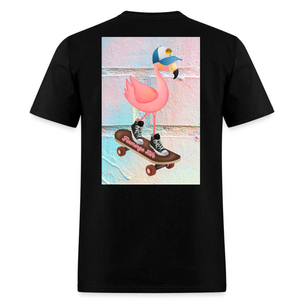 Skater Boy Flamingo Unisex T-Shirt - Sizes up to 6XL - black