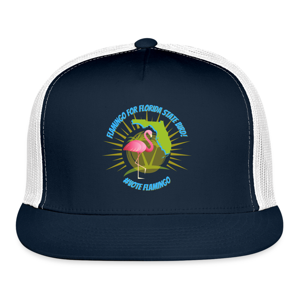 Flamingo For Florida State Bird Trucker Cap - navy/white