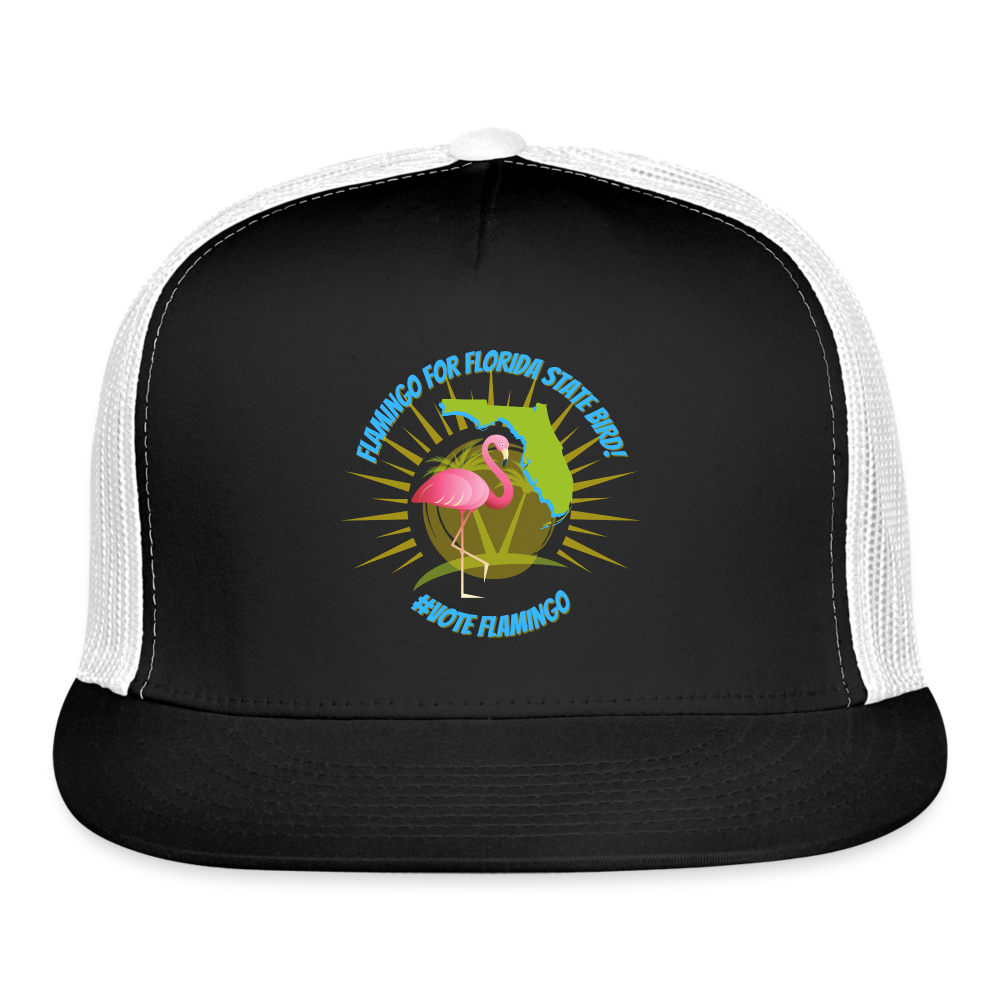 Flamingo For Florida State Bird Trucker Cap - black/white