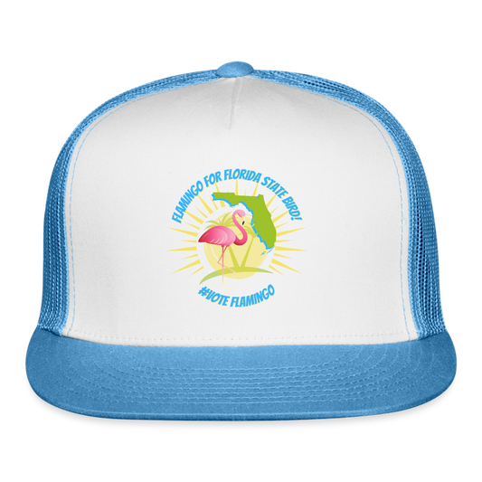 Flamingo For Florida State Bird Trucker Cap - white/blue