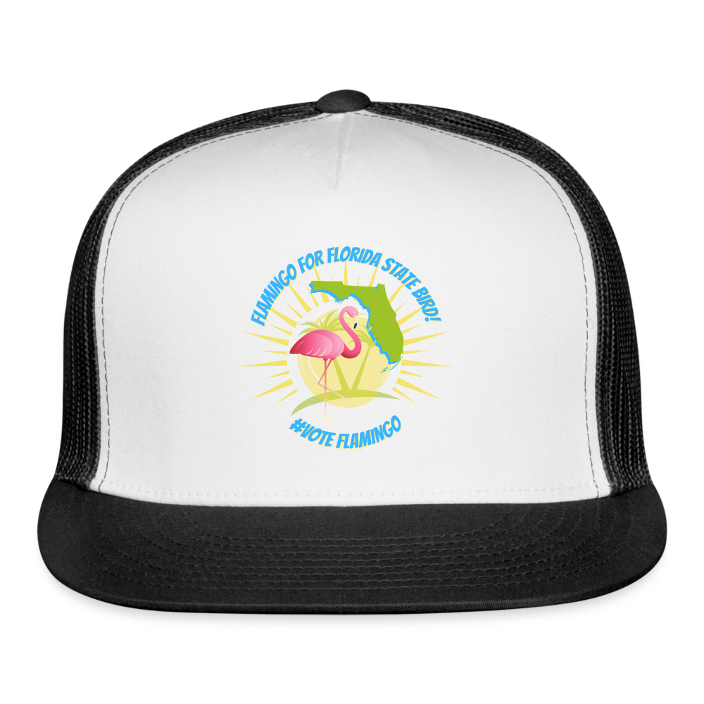 Flamingo For Florida State Bird Trucker Cap - white/black