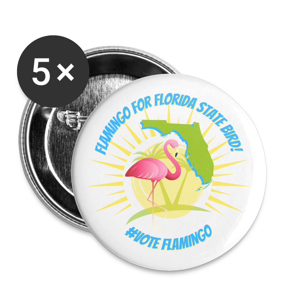 Flamingo For Florida State Bird Buttons large 2.2'' (5-pack) - white