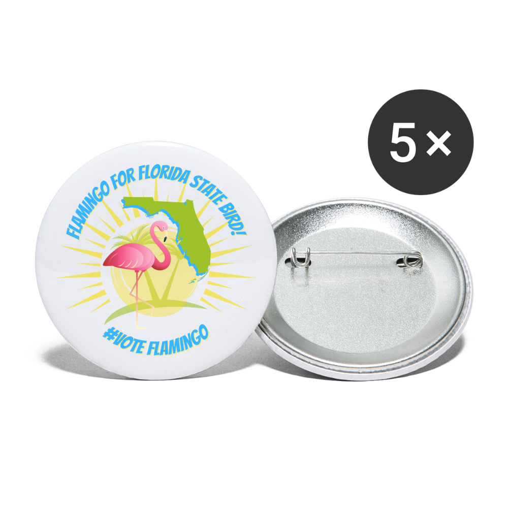 Flamingo For Florida State Bird Buttons large 2.2'' (5-pack) - white