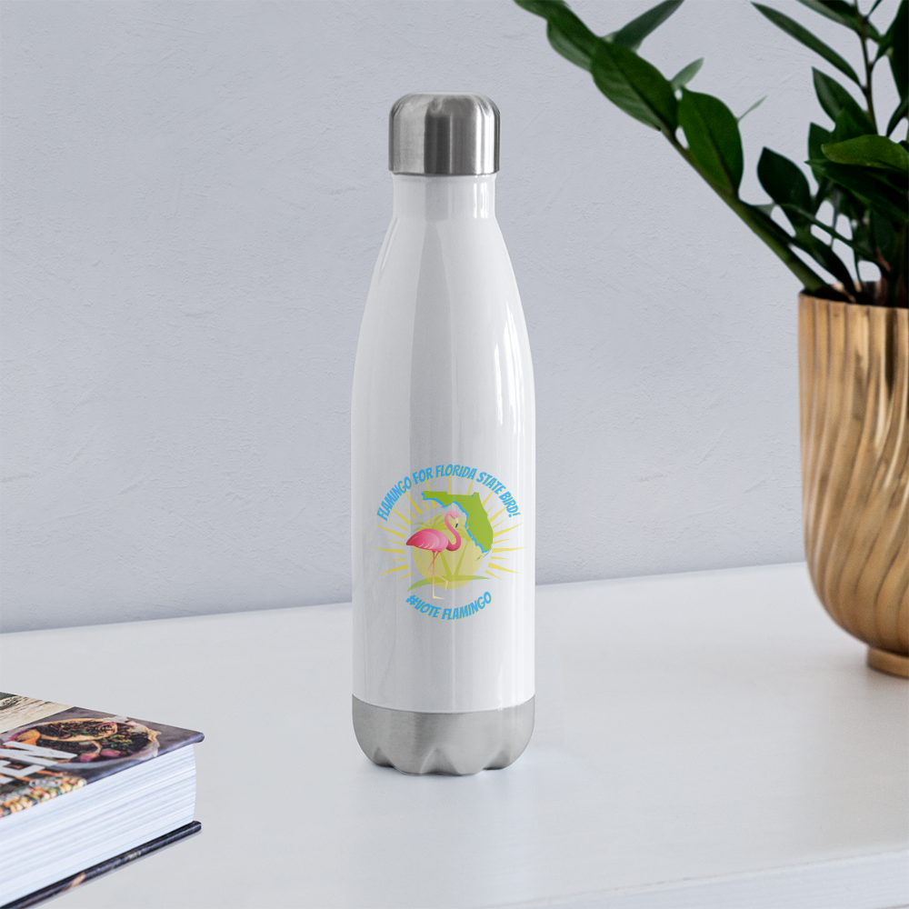 Vote Flamingo! Insulated Stainless Steel Water Bottle - white