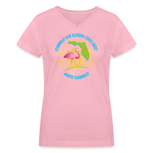 Flamingo For Florida State Bird Women's V-Neck T-Shirt - pink