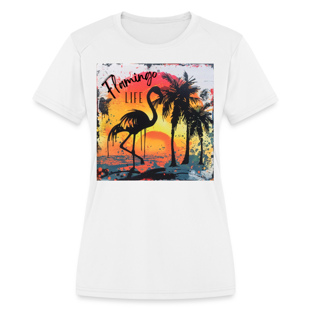 Flamingo Life® Women's Moisture Wicking Performance T-Shirt - white