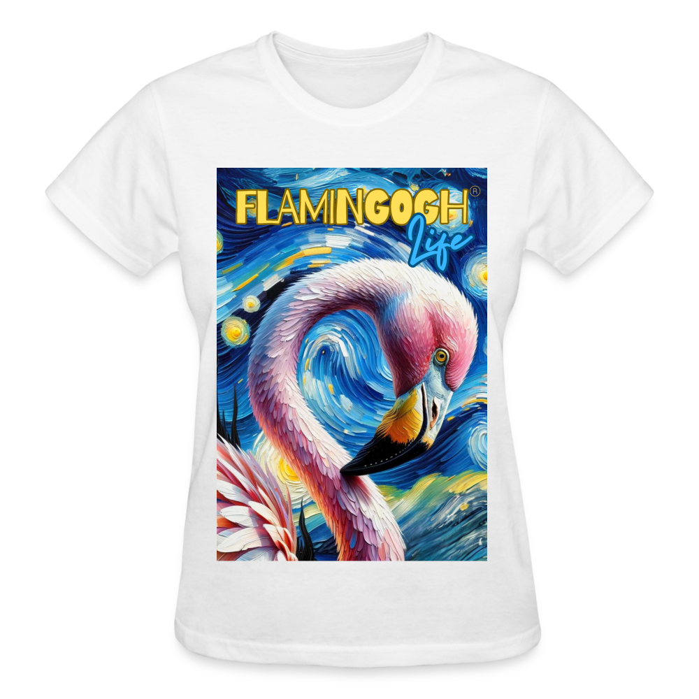 Flamingo Life® FlaminGOGH Ultra Cotton Ladies T-Shirt - white