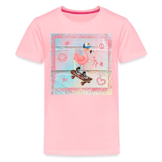 Skater Boy Flamingo Kids' Premium T-Shirt - pink