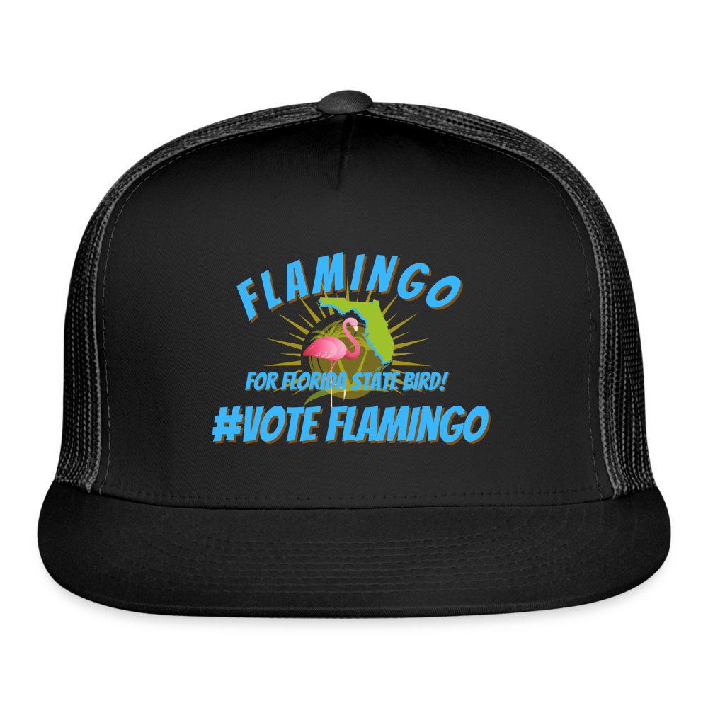 Flamingo For State Bird Trucker Cap - black/black