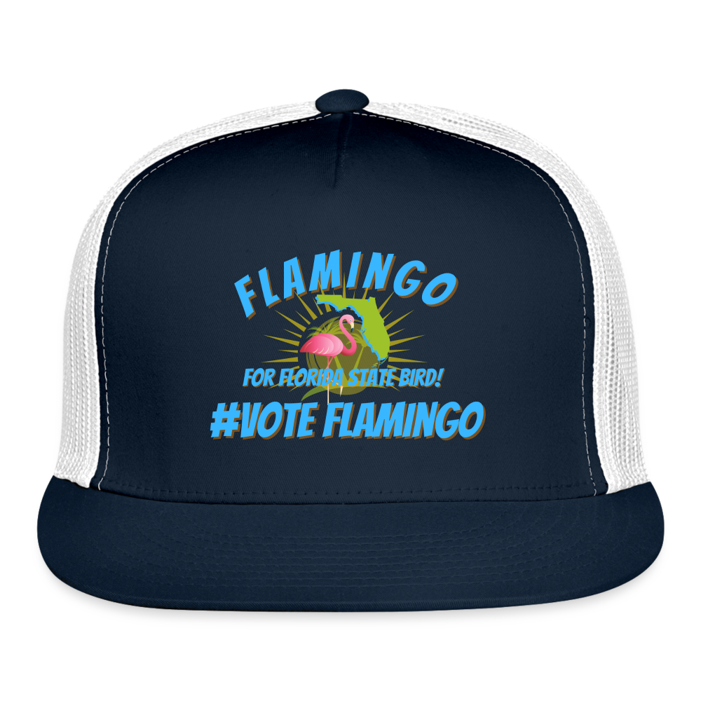 Flamingo For State Bird Trucker Cap - navy/white