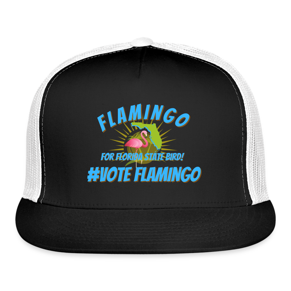 Flamingo For State Bird Trucker Cap - black/white