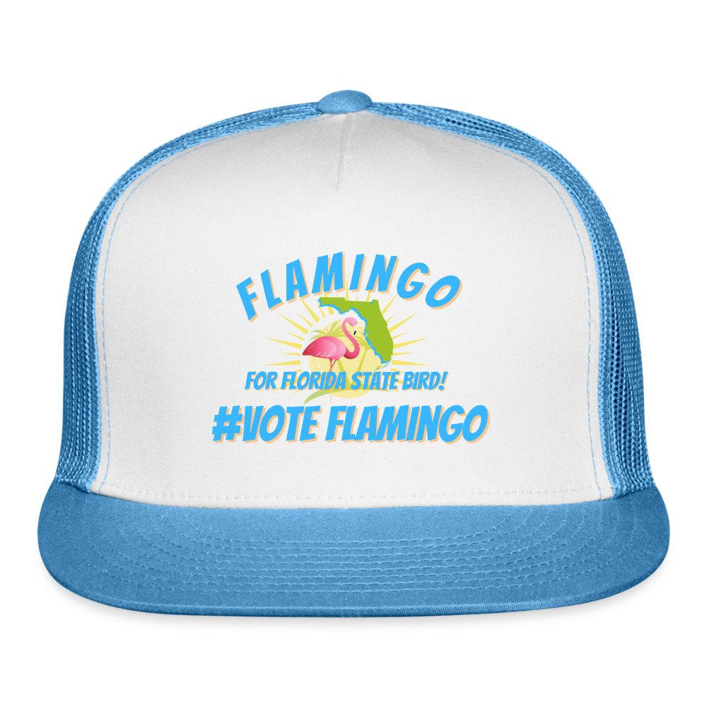 Flamingo For State Bird Trucker Cap - white/blue