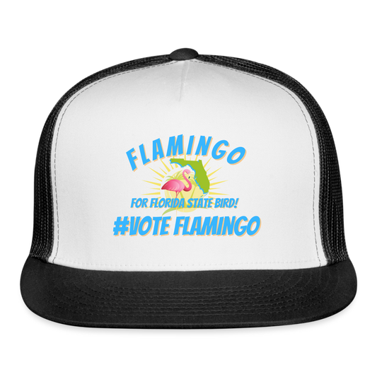 Flamingo For State Bird Trucker Cap - white/black