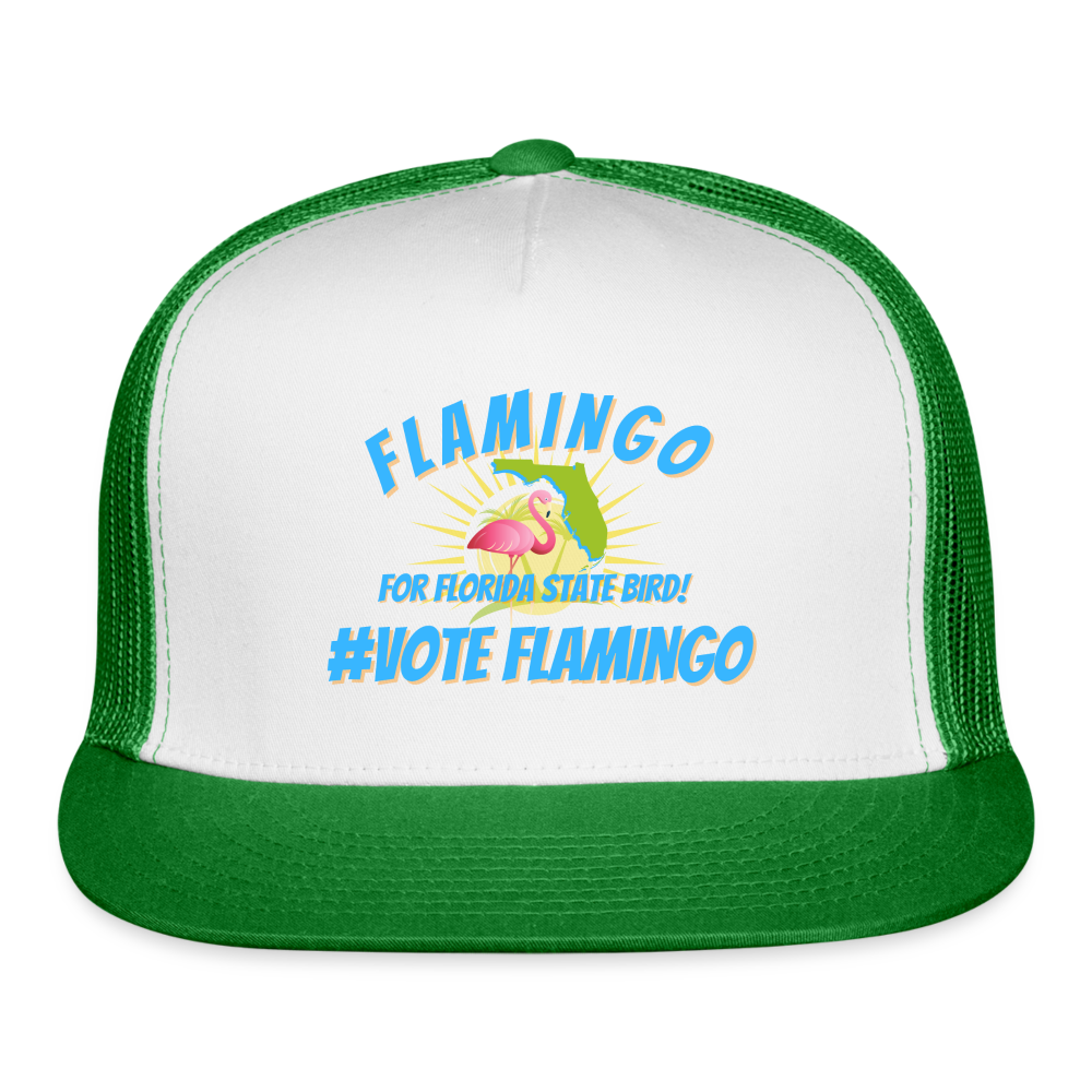 Flamingo For State Bird Trucker Cap - white/kelly green