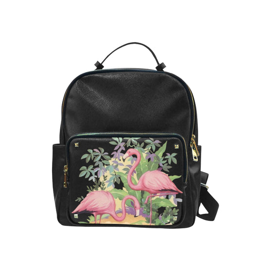 Elegant Flamingos in Paradise Taiga Leather Backpack