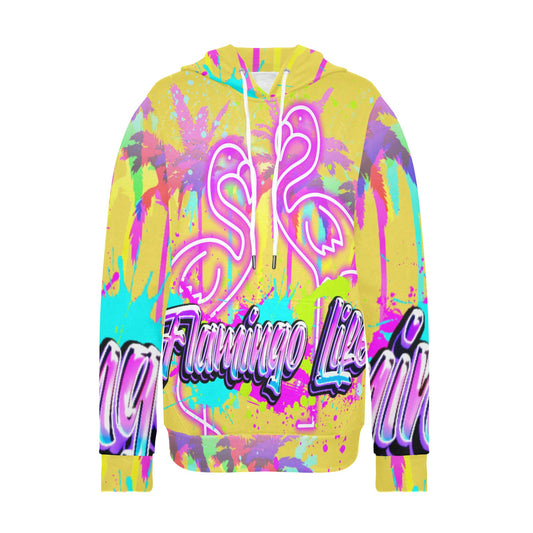 Flamingo Life® Street Art Neon Design Womens Hoodie